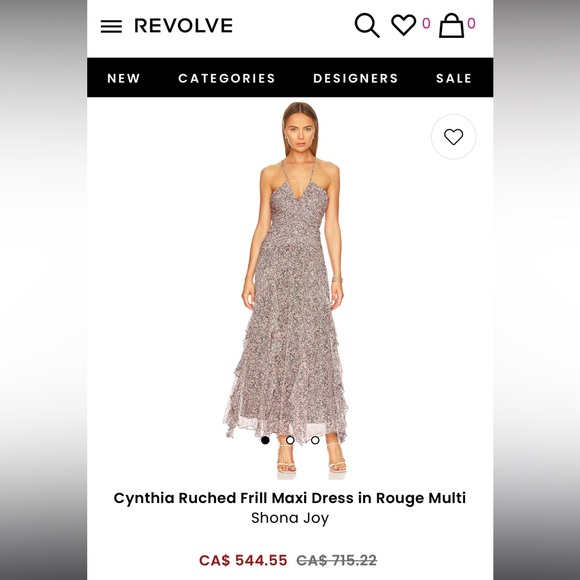 Revolve Shona Joy Cynthia Ruched Frill Maxi Dress in Rouge Multi - Picture 5 of 6